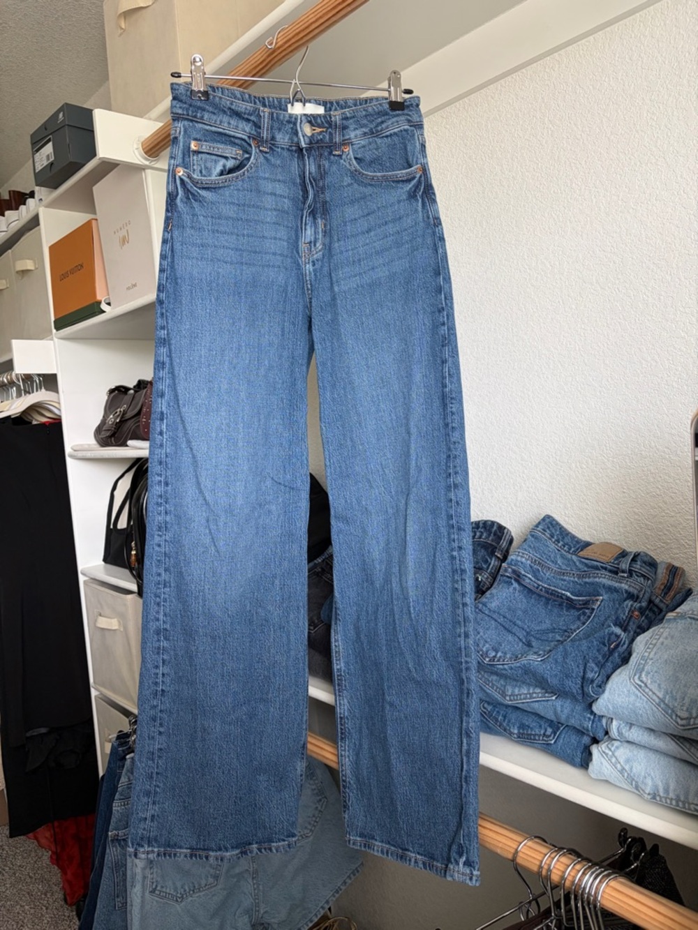 H&M Blue Wide Leg Flare Jeans